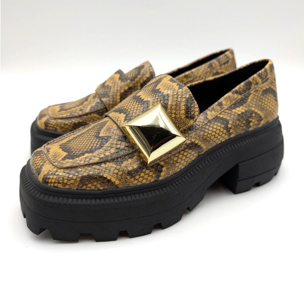 Katy Perry The Geli Combat Loafer Shoes Women's Snakeskin Size US8M EU38